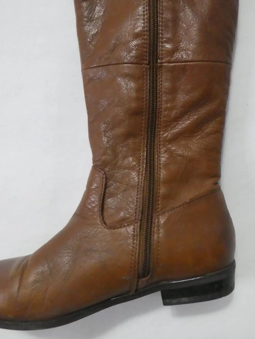 ALDO Brown Leather Knee High Riding Boots Back Buckles - Size 5 - Picture 15 of 16